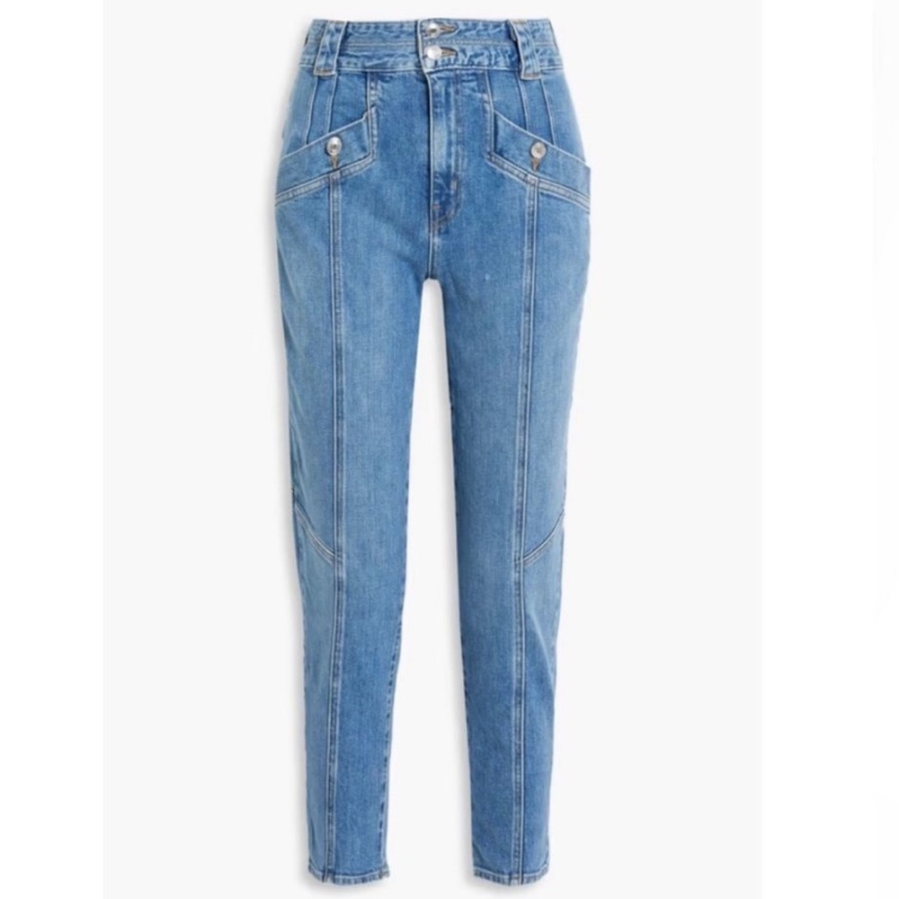 DEREK LAM 10 CROSBY Denim Womens Sz 4 Light Wash High Rise Double Snaps …
